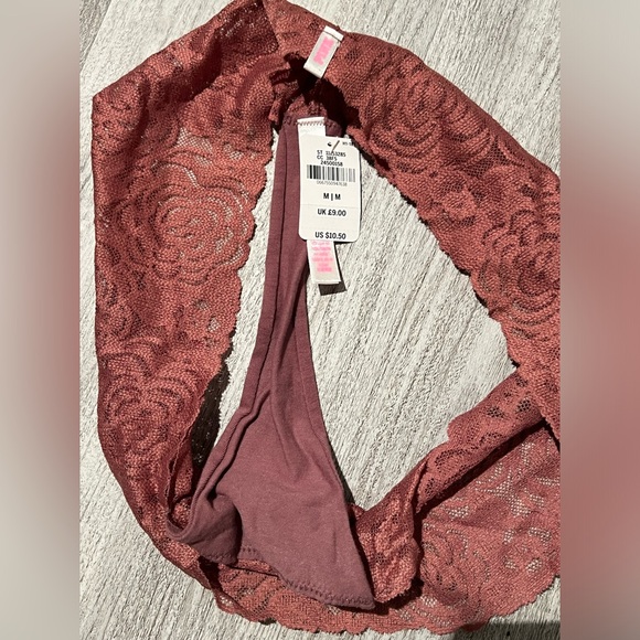 PINK Dark Mauve thick lace waisted thong - Picture 5 of 7